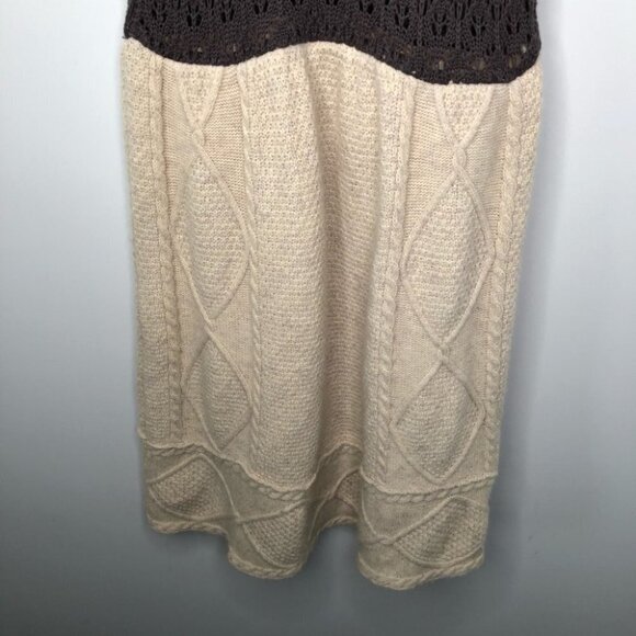FREE People Brown Crochet & Beige Knit Dress Size Small - Picture 4 of 8